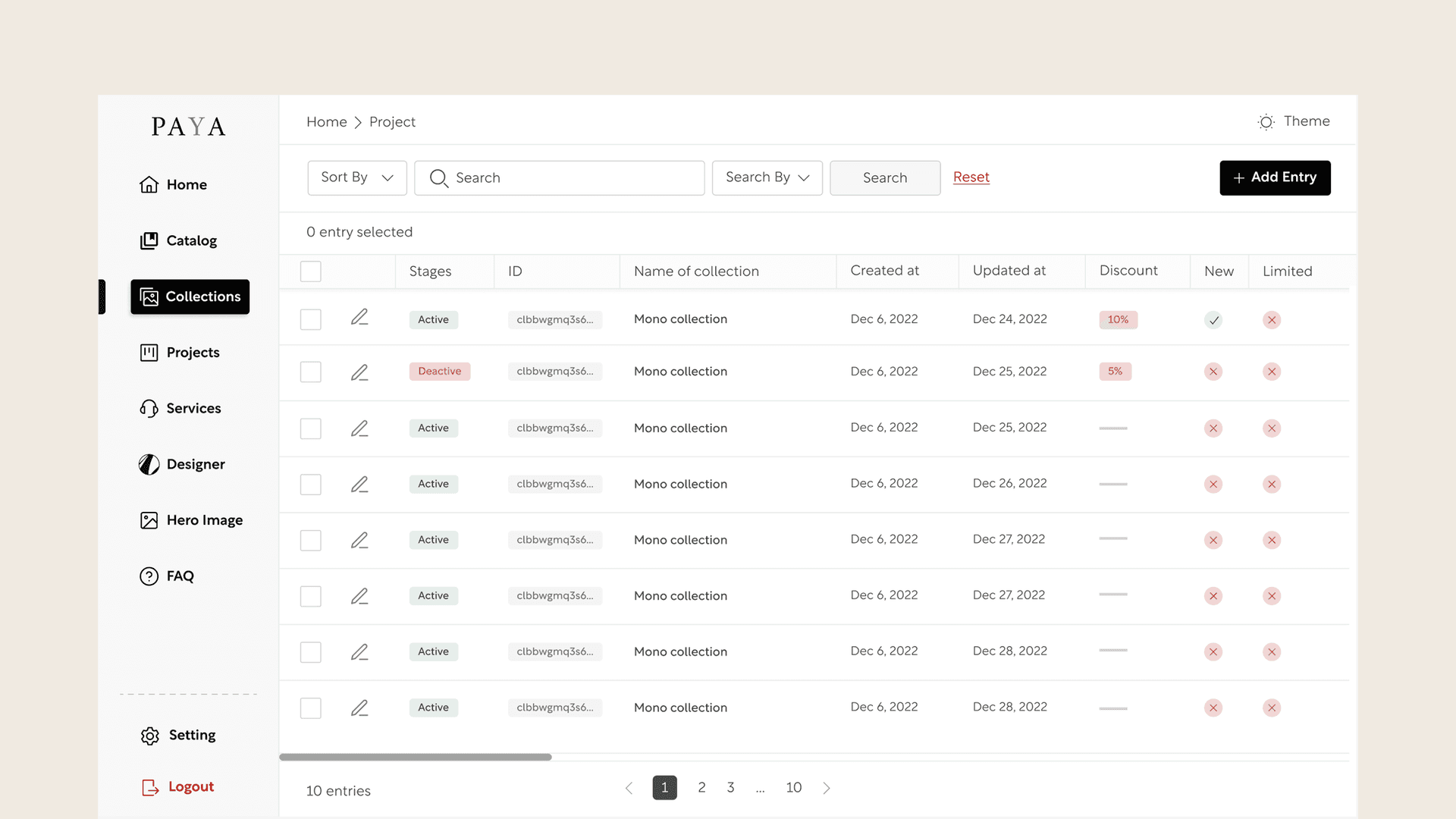 Admin panel