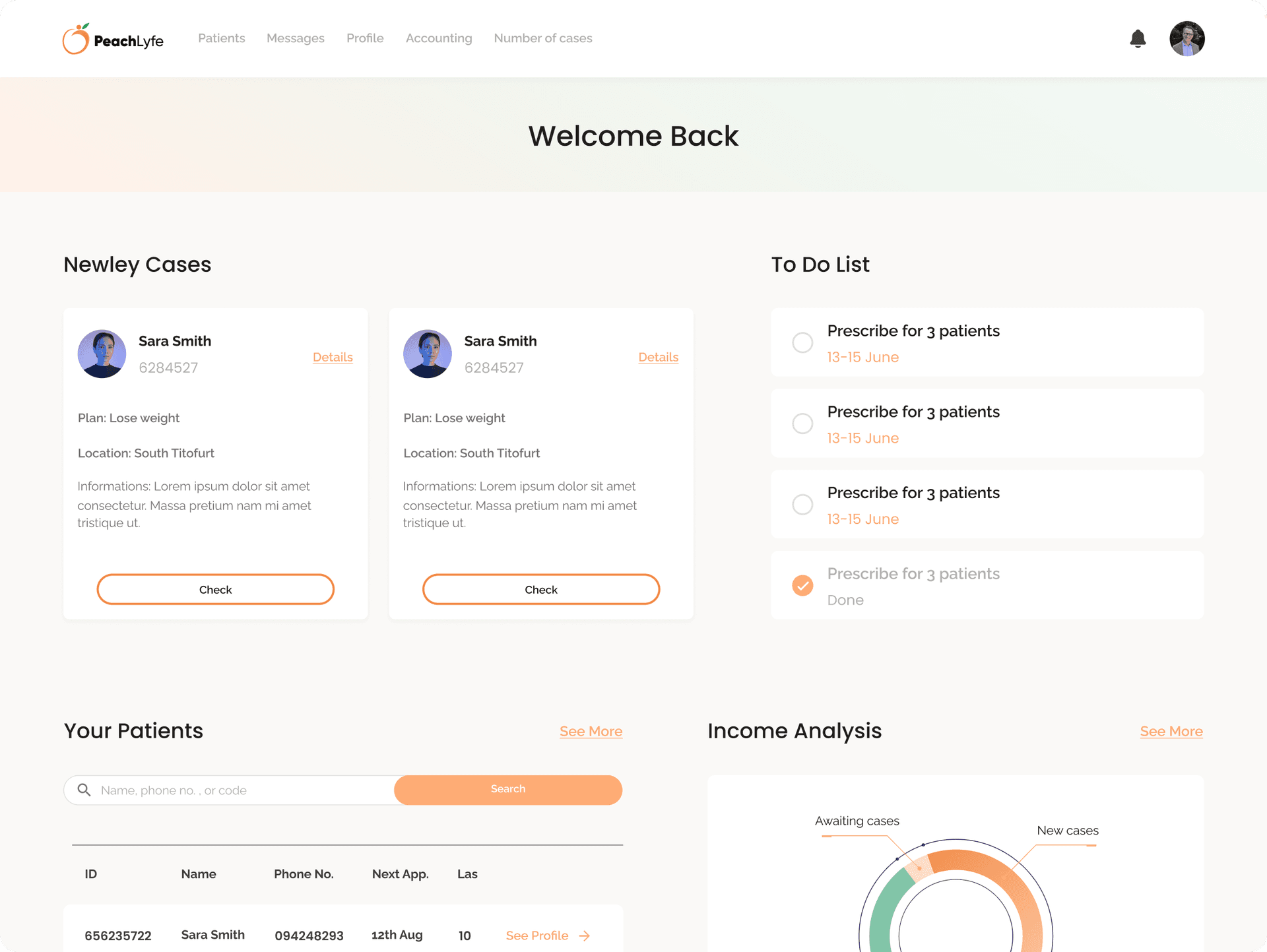PeachLyfe UI screens